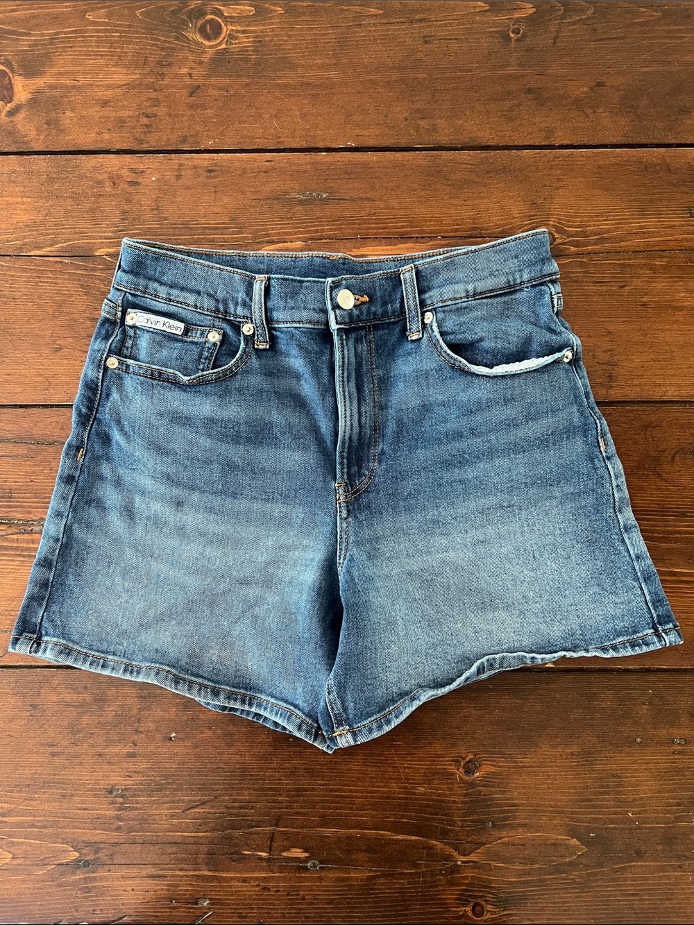 Calvin Klein Medium Blue Denim High-Waist Shorts